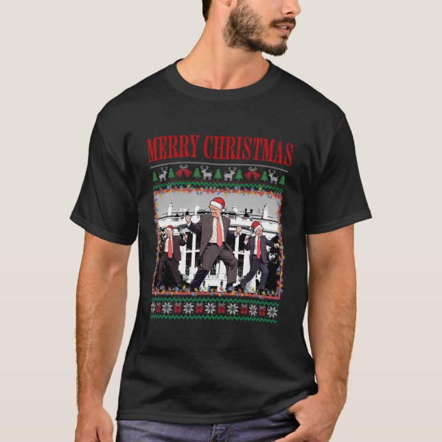 T-shirt Joyeux Trumpmas - Danse du Père Noël Donald Trump (Devant)
