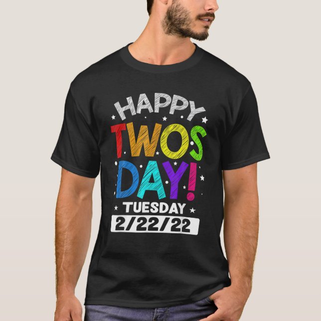 T-shirt Joyeux Twosday Tuesday 2222 Boys Girls Février (Devant)