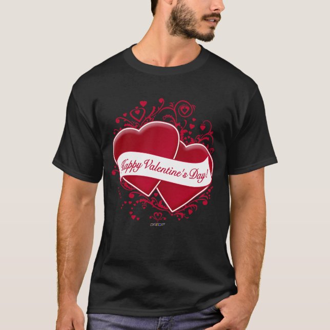 T-shirt Joyeux Valentine ! Red Hearts (Devant)