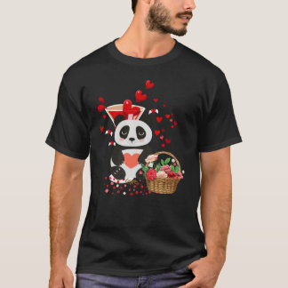 T-shirt Joyeux Valentines Day Love mignonne Panda Pasket