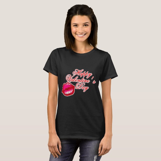 T-shirt Joyeux Valentines Jour Kiss (Devant entier)