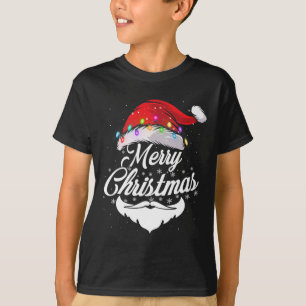 T-shirt Joyeux visage Père Noël de Noël avec lumières Casq