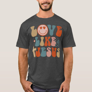 T-shirt Joyeux Visage Retro Amour Super Comme Jésus Foi Ch