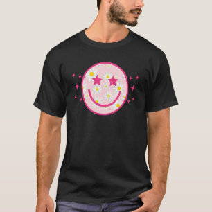 T-shirt Joyeux Visage rose Sourire Fleur marguerite Pour H