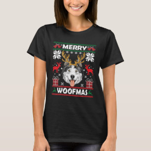 T-shirt Joyeux Woofmas Husky Noël Amoureux des chiens cade