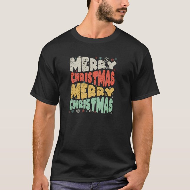 T-shirt Joyeux X Mas Lumières d'arbre Père Noël laid Noël (Devant)