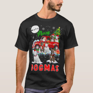 T-shirt Joyeux Xmas Chien Père Noël Transportant Des Taure