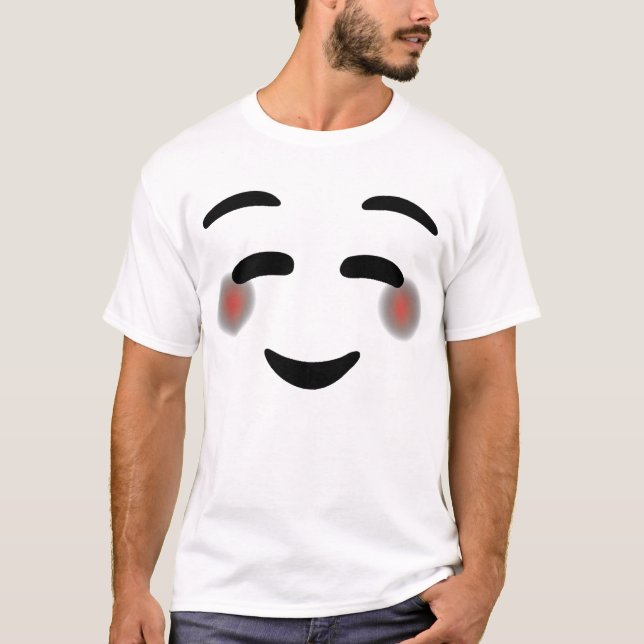 T-shirt Joyeux Yeux souriants Face Blushing Emojis (Devant)