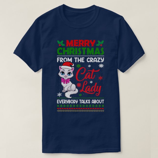 T-SHIRT JOYEZ NOËL DE LA CRAZY CHAT LADY CHACUN (Design devant)