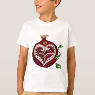 T-shirt Judaica Pomegranate Heart Hanoukka Rosh Hashanah