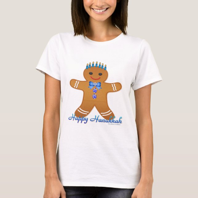 T-shirt Judaïque Hanoukka Gingerbread Homme Menorah (Devant)