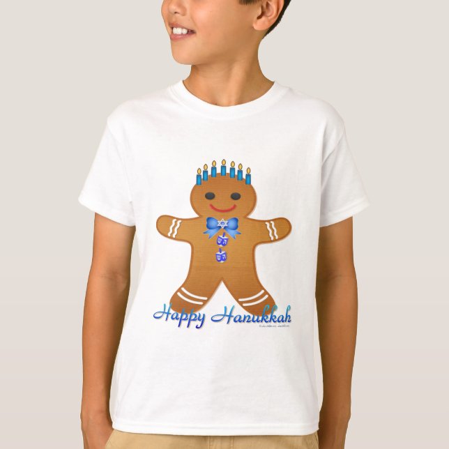 T-shirt Judaïque Hanoukka Gingerbread Homme Menorah (Devant)
