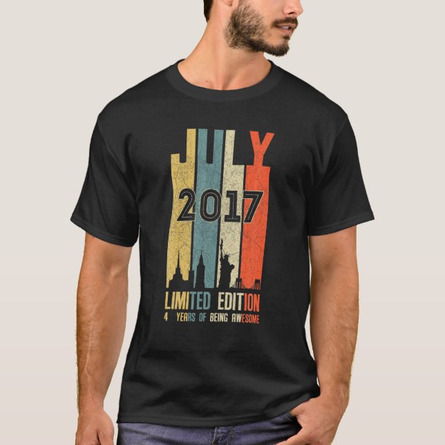 T-shirt Juillet 2017 4 Anniversaire 4 Anniversaire 2017 An (Devant)