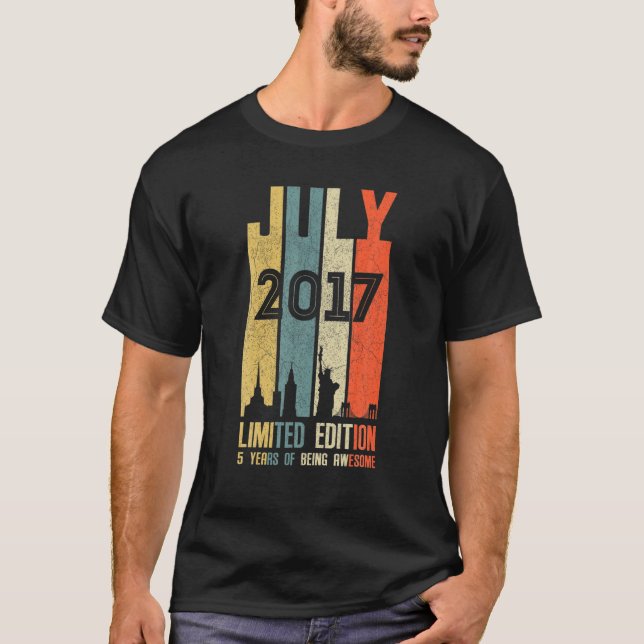 T-shirt Juillet 2017 5 Anniversaire 5 Anniversaire 2017 An (Devant)