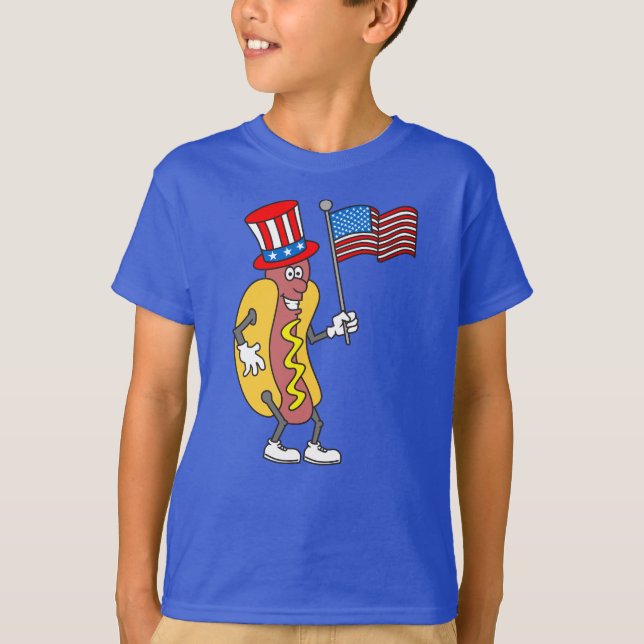 T-shirt Juillet 4 Patriotic Hot Dog Funny (Devant)