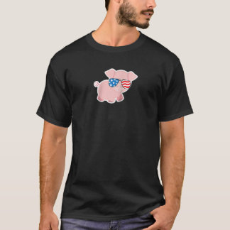 T-shirt Juillet 4 Piggy Pig Funny Drapeau américain États-