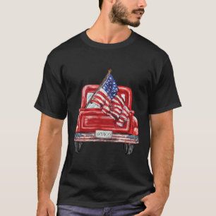 T-shirt Juillet Camion Rouge Drapeau Américain Jour de l'I