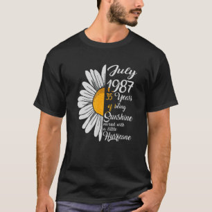 T-shirt Juillet Fille 1987 35e Anniversaire Soleil de 35e 