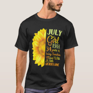 T-shirt Juillet Fille 1988 34 Ans D'Être Sunshine Mixé A