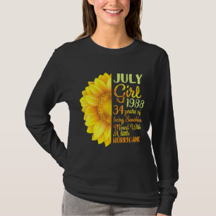 T-shirt Juillet Fille 1988 34 Ans D'Être Sunshine Mixé A