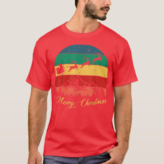 T-shirt Juillet Joyeux Noël Père Noël Sleigh Reindeer, Drô