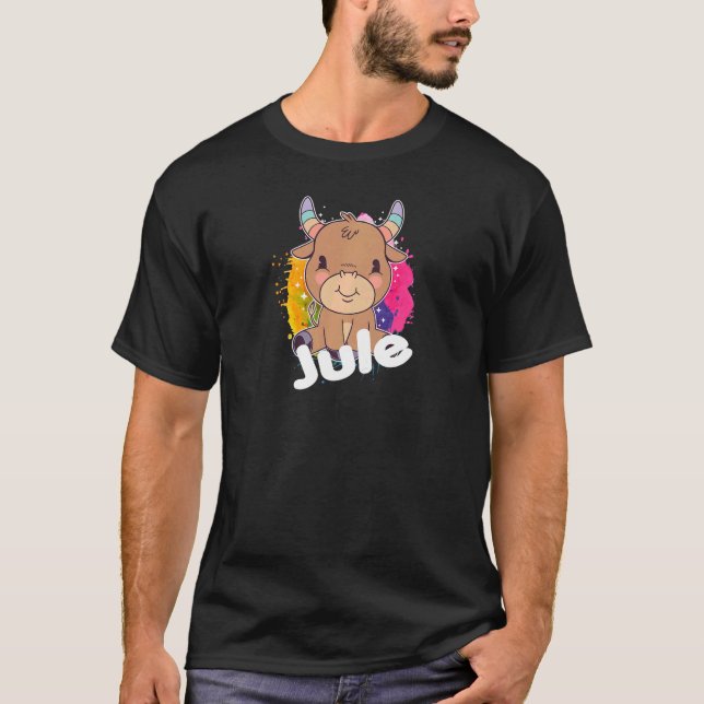 T-shirt JULE Belle fille nom avec adorable petite vache (Devant)