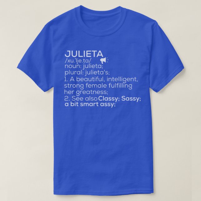 T-shirt Julieta Nom Julieta Définition Julieta Femme Nam (Design devant)