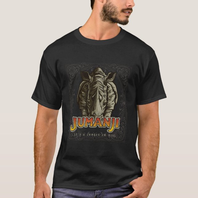 T-shirt Jumanji Distressed Rhino Jeu Pièce (Devant)