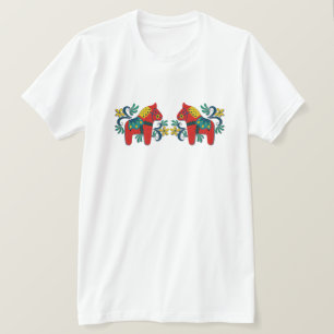 T-shirt Jumeaux colorés de cheval de Dala de Suédois