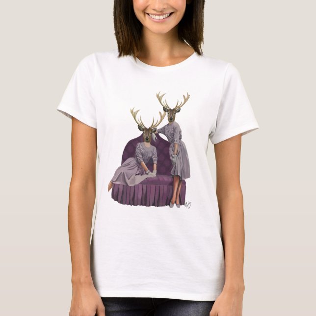 T-shirt Jumeaux de cerfs en violet (Devant)