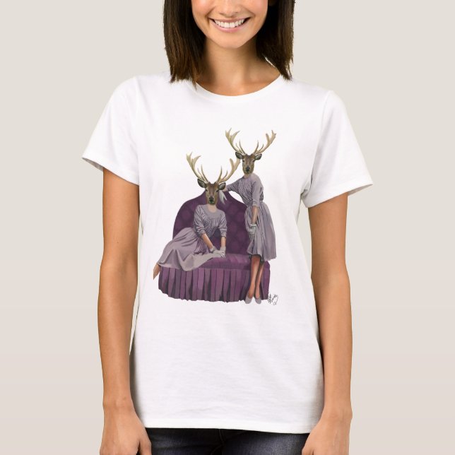 T-shirt Jumeaux de cerfs en violet (Devant)