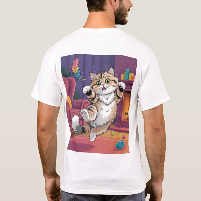 T-shirt Jumping Cat Fun | Cute and Cheerful Pet Artwork (Dos)