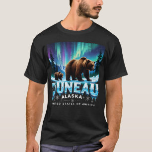 T-shirt Juneau Alaska Ours Brun Lumière du Nord Été