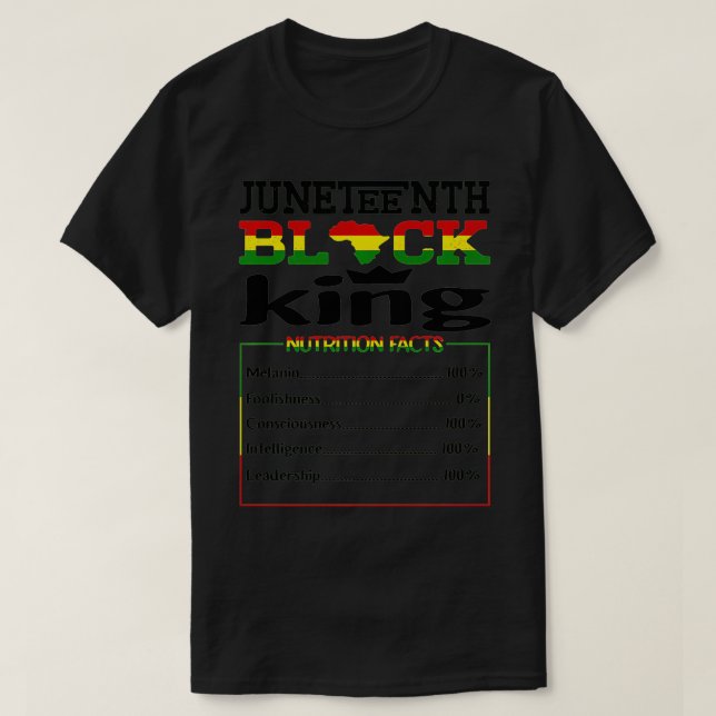 T-shirt Junetten Black King Faits nutritionnels Melanin Fa (Design devant)