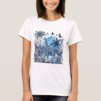 T-shirt "Jungle Elegance: Giraffe in a Tropical Paradise"