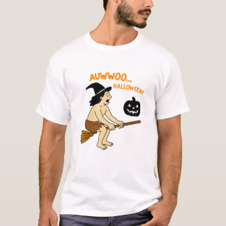 T-shirt Jungle Man Halloween Ride – Funny Caveman on Broom