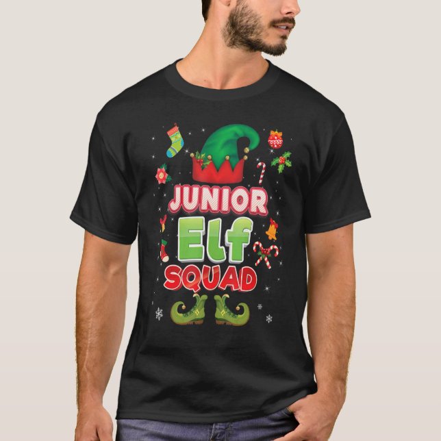 T-shirt Junior Elf Squad Noël Santa Hat Étudiant Enseigner (Devant)