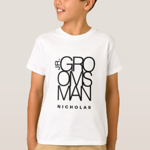 T-shirt junior Groomsman en typographie noire, mariage