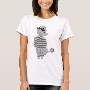 T-shirt Jupe de caniche Retro Grey assis Chien les années 