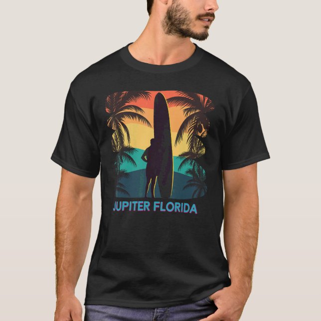 T-shirt Jupiter Florida Fl Palm Tree Surfer Surf Surfer (Devant)