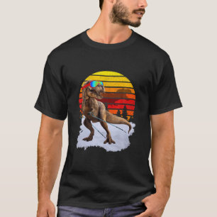 T-shirt Jurassic T Rex Ski Retro Monde Vintage Funny Di