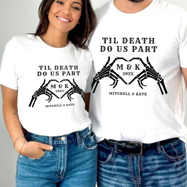 T-shirt Jusqu'à ce que la mort nous sépare Squelette Main  (Til Death Do Us Part Skeleton Heart Hand Wedding T-Shirt
)