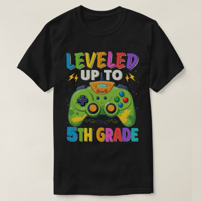 T-shirt Jusqu'À La 5E Année Gamer Retour À L'École (Design devant)