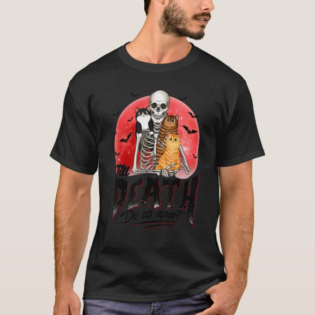 T-shirt Jusqu'à la mort Ne nous séparez pas Skeleton Cat (Devant)