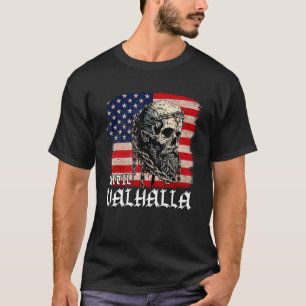 T-shirt Jusqu'à Valhalla American Viking US Drapeau Vintag
