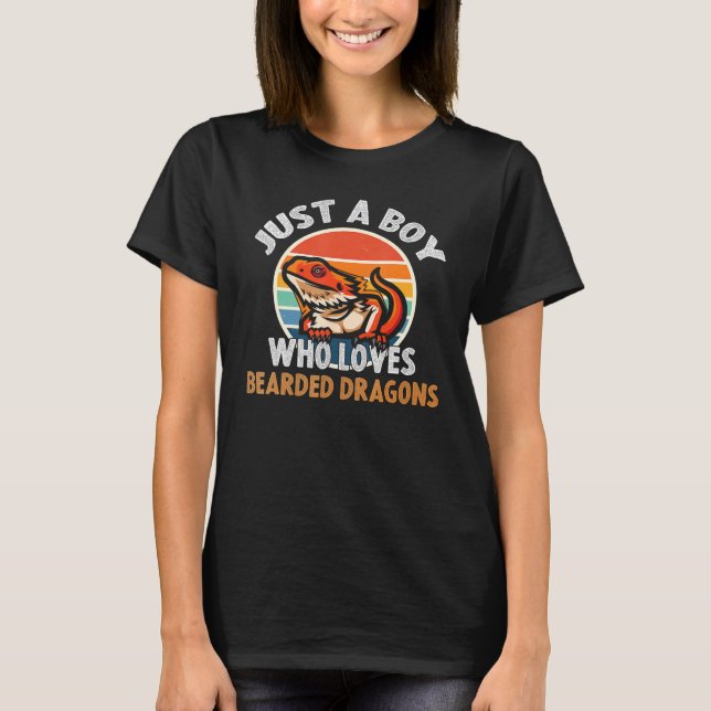 T-shirt Just A Boy Who Loves Bearded Dragon  Lizard Reptil (Devant)