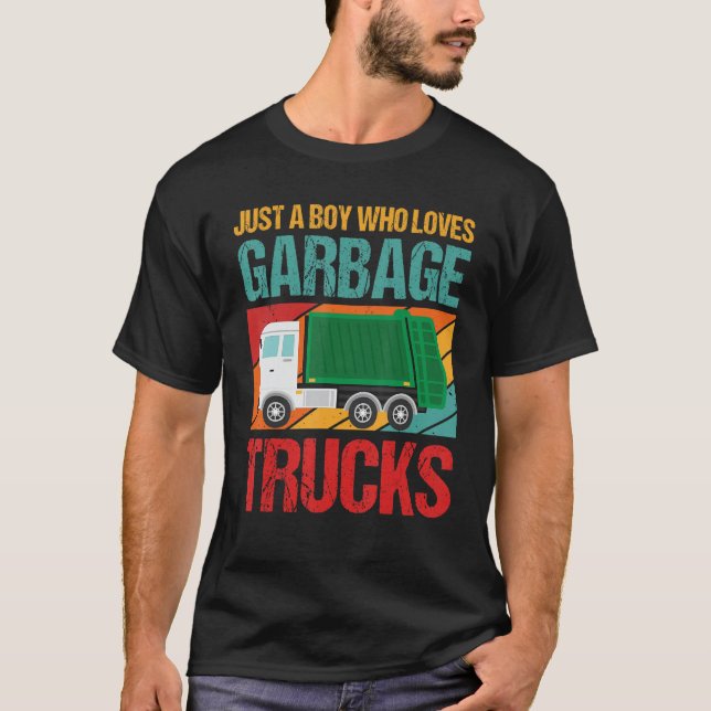 T-shirt Just A Boy Who Loves Garbage Trucks Funny Garbage  (Devant)