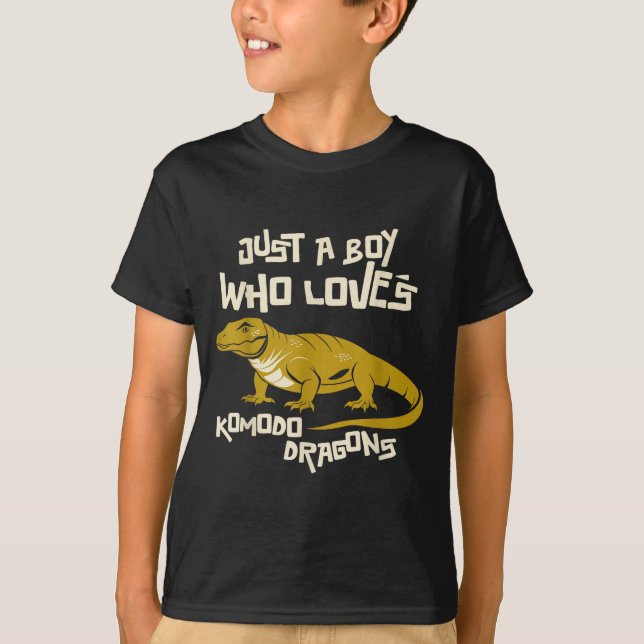T-shirt Just A Boy Who Loves Komodo Dragons Reptile Animal (Devant)