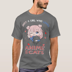 T-shirt Just a Girl Who Love Anime And Cats anime cat kaw