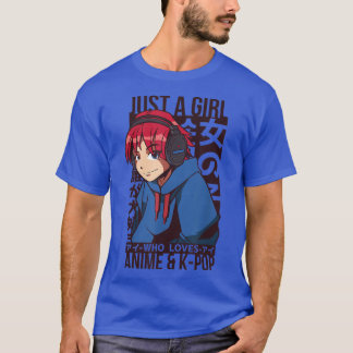 T-shirt Just A Girl Who Love Anime and KPop Merch Japan M